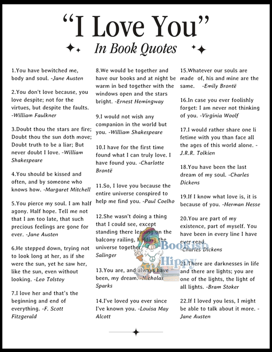 I Love You Book Quotes 8.5x11 Art Print